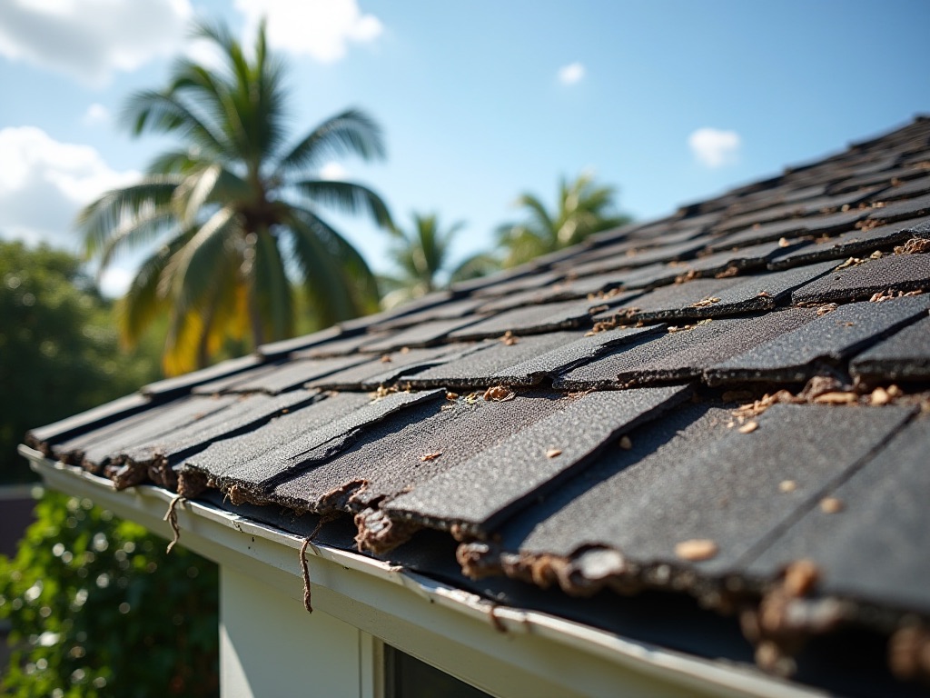 Curling edges and bare patches mean these shingles have lost their protective granules.