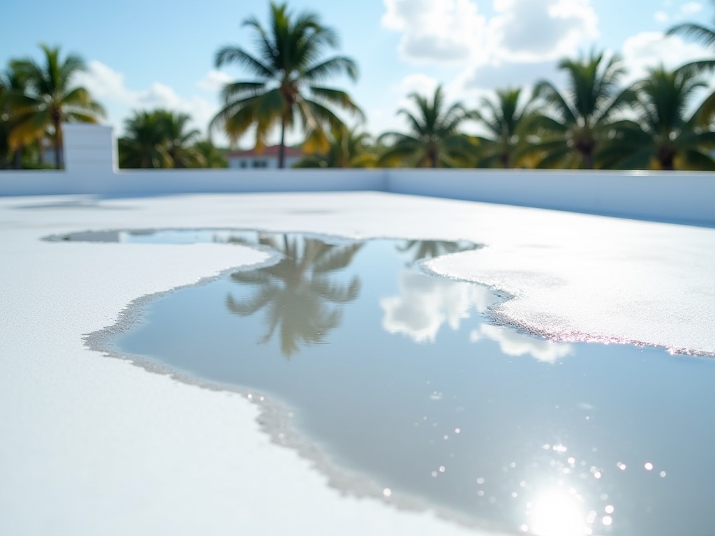 Water still standing on a flat roof long after rain is an early membrane failure sign.
